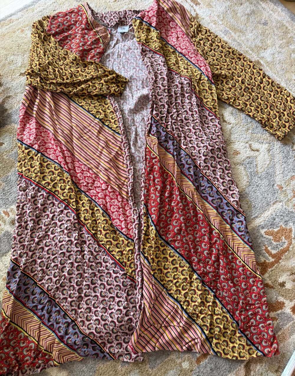 Cabi Poet 5664 Patchwork Open Front Long Duster Jacket